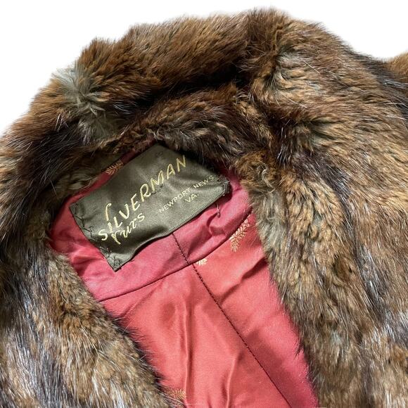 Vintage Authentic SILVERMAN Fur Newport News VA Cape Stole Coat Jacket Brown - Picture 2 of 5